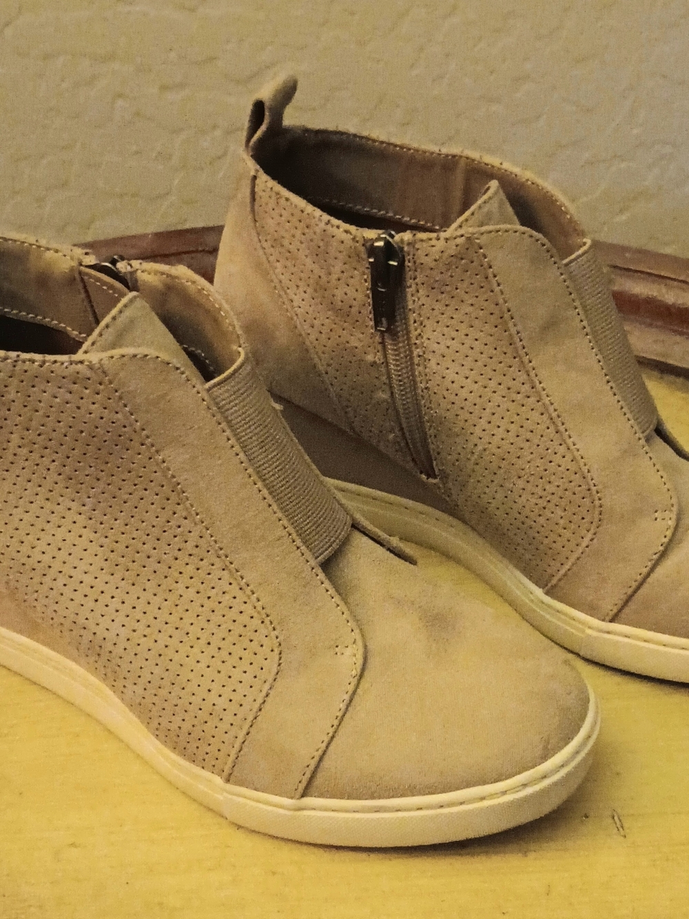 a new day Taupe Suede Perforated Ankle Booties